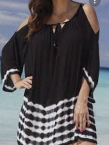 Raviya Black & White Tied Dyed Swim Cover Up